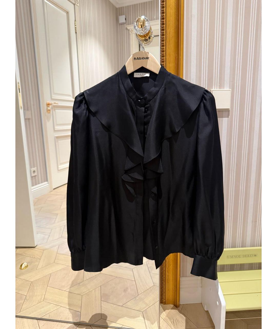 SANDRO Черная шелковая блузы, фото 3