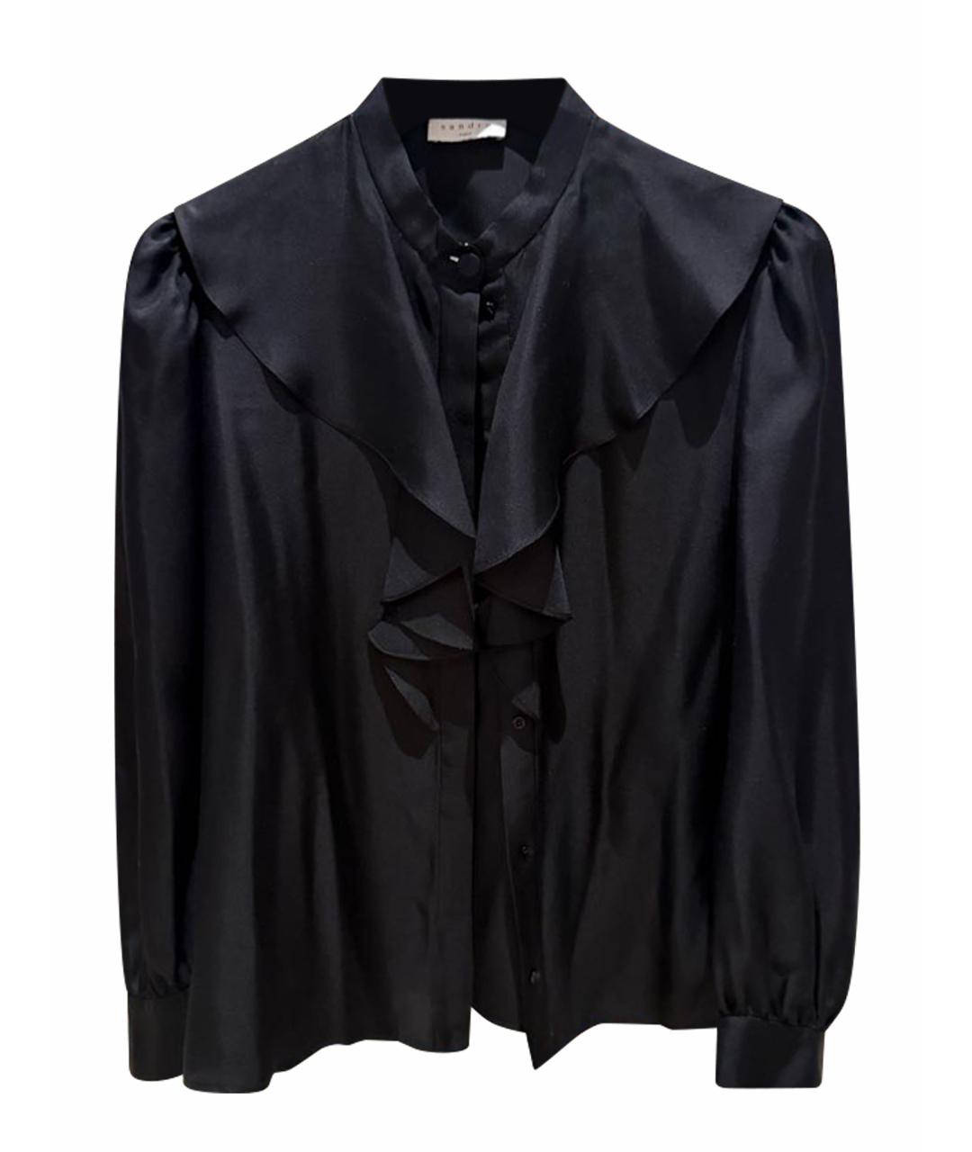 SANDRO Черная шелковая блузы, фото 1