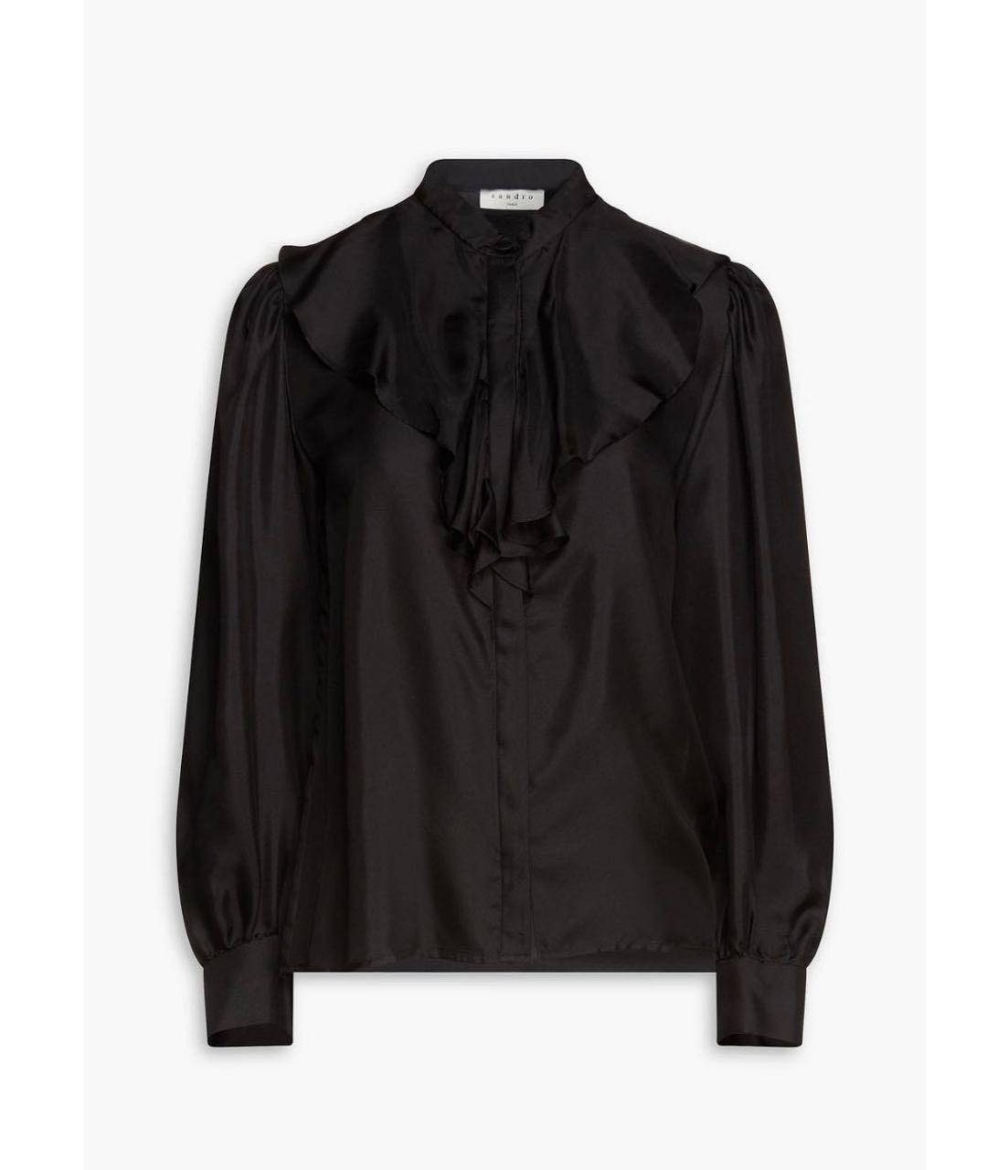 SANDRO Черная шелковая блузы, фото 5