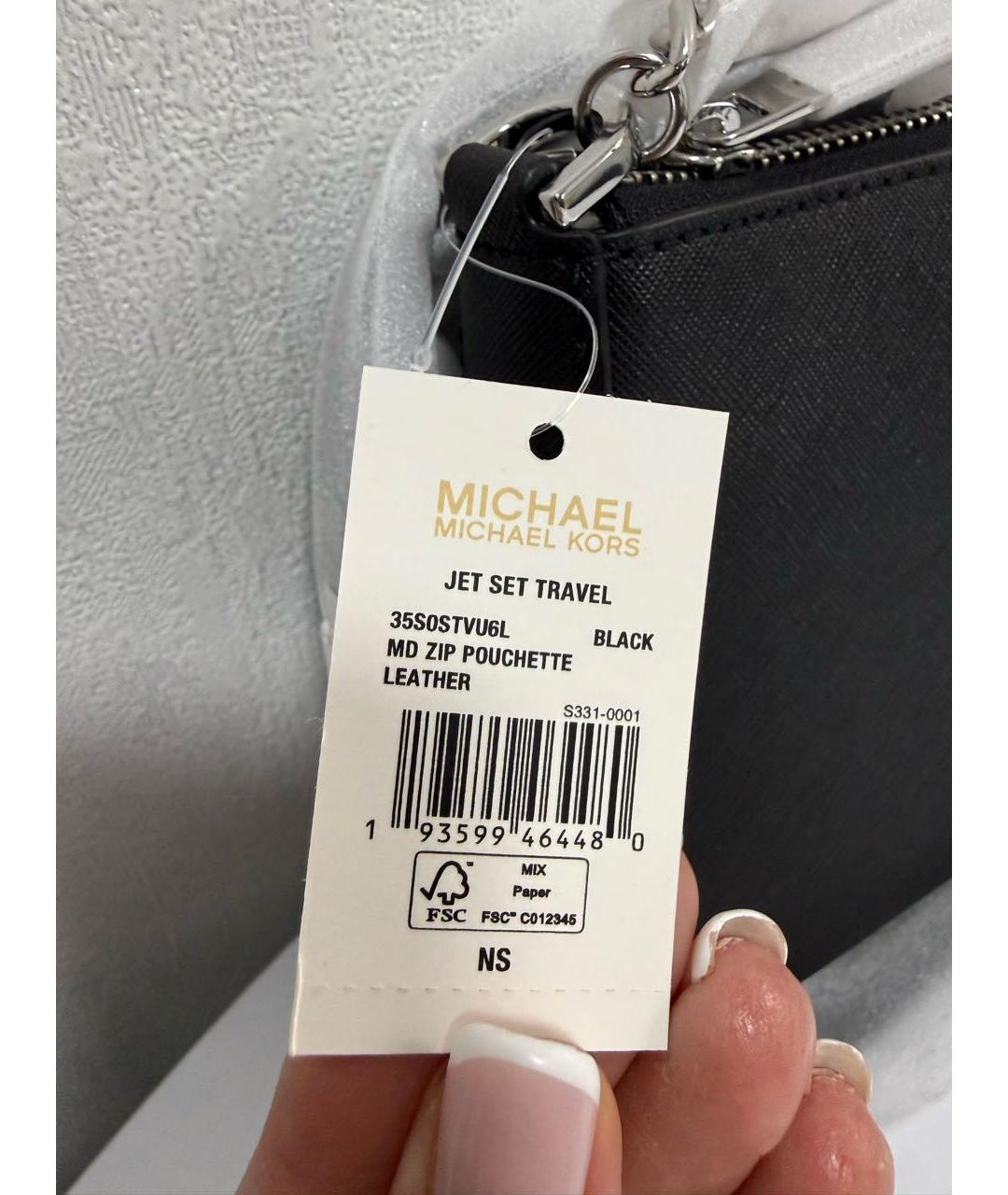 MICHAEL KORS Черная кожаная сумка через плечо, фото 5