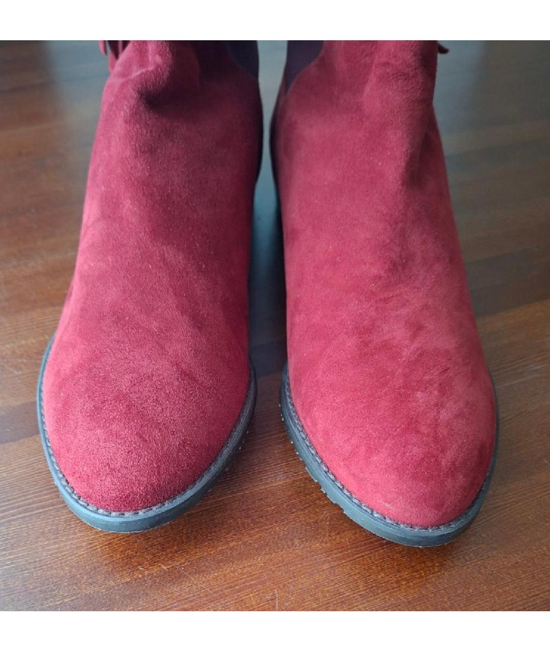 STUART WEITZMAN Бордовые замшевые сапоги, фото 3
