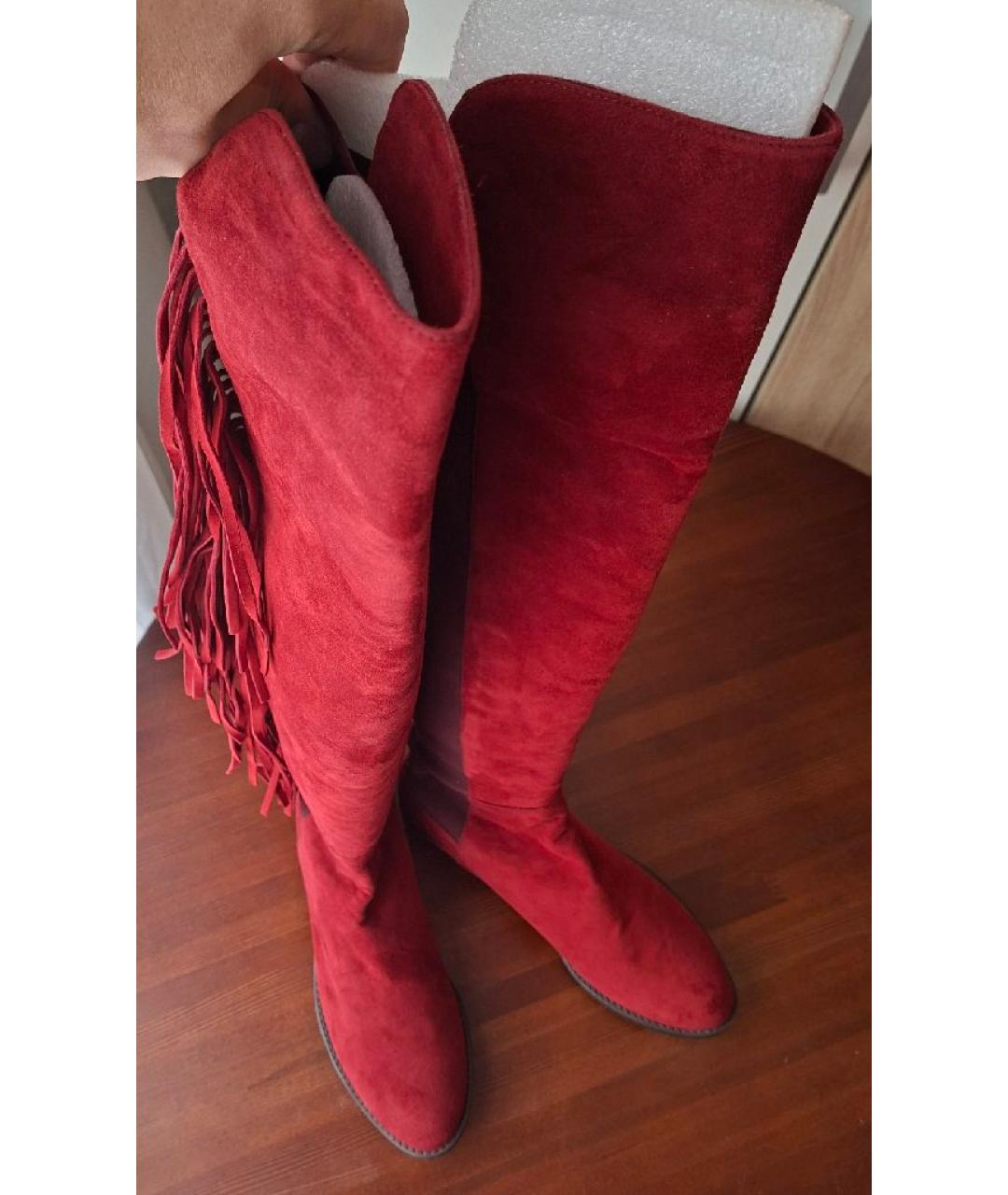 STUART WEITZMAN Бордовые замшевые сапоги, фото 2