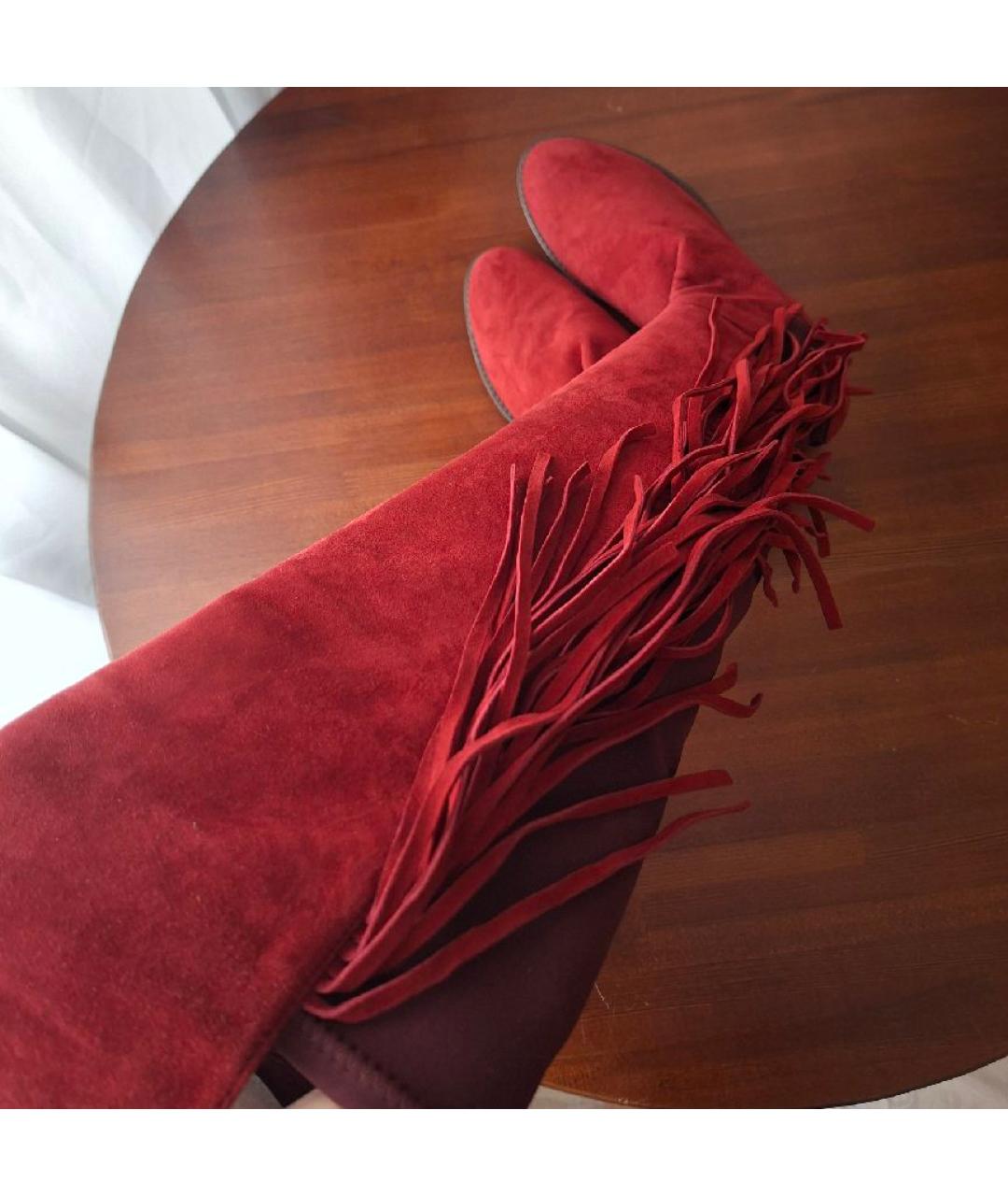 STUART WEITZMAN Бордовые замшевые сапоги, фото 5