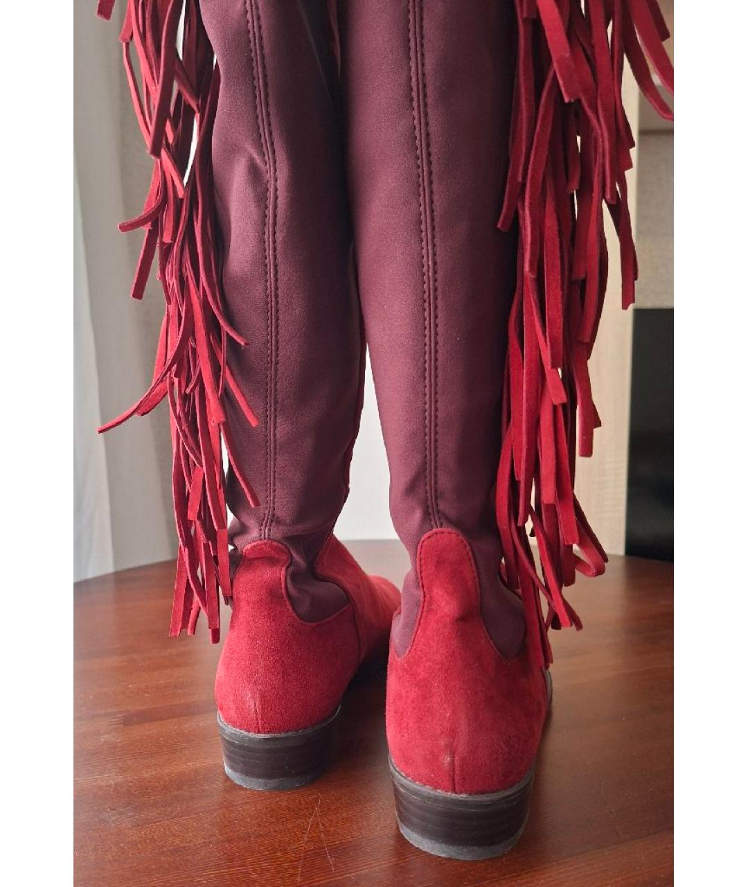 STUART WEITZMAN Бордовые замшевые сапоги, фото 4