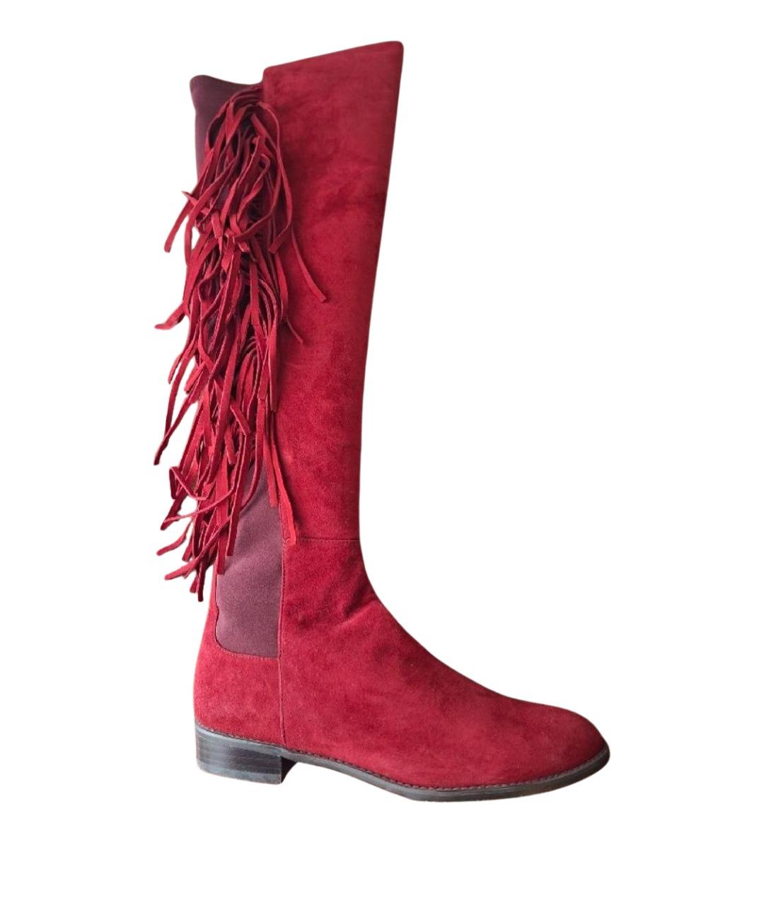 STUART WEITZMAN Бордовые замшевые сапоги, фото 1