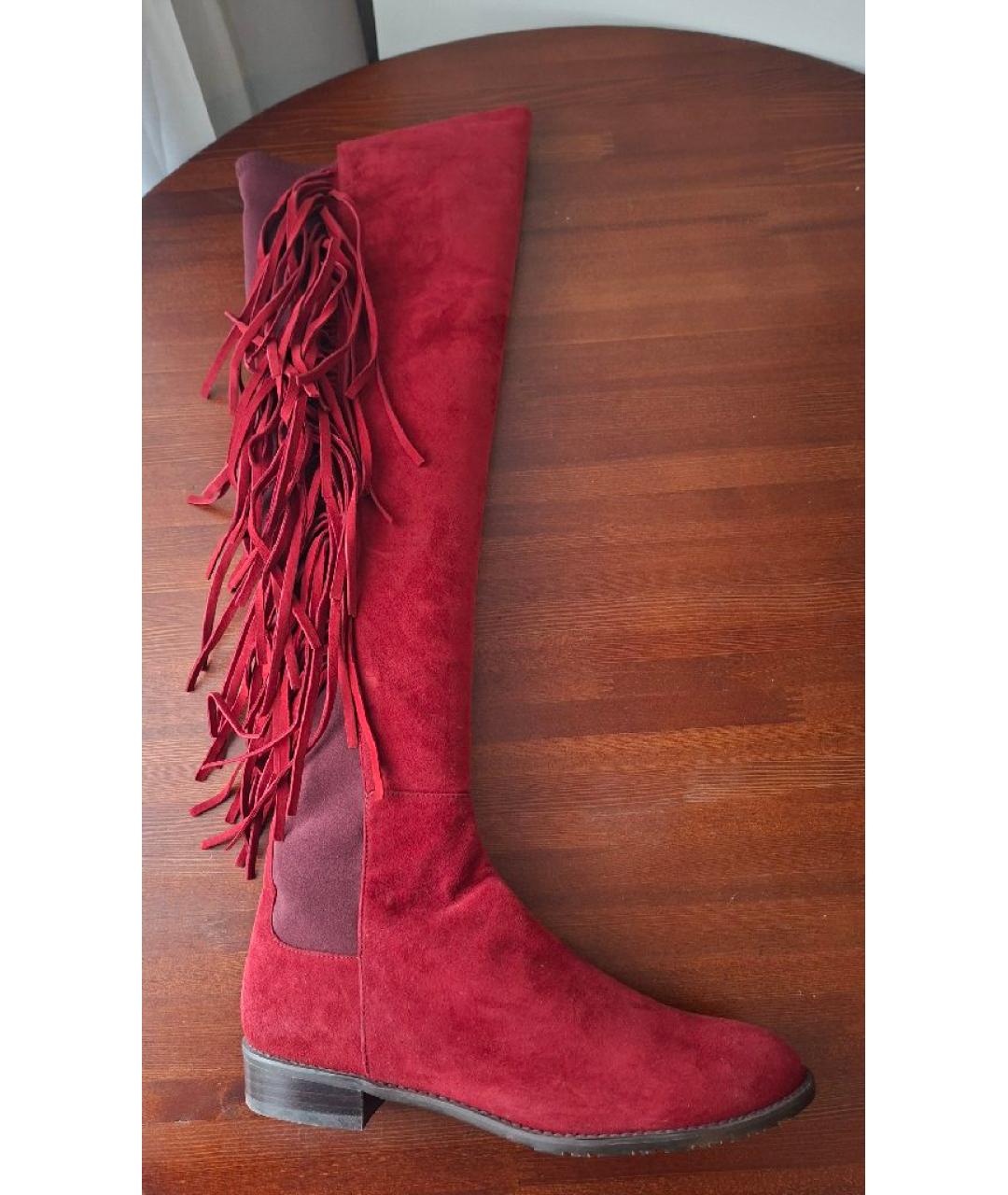 STUART WEITZMAN Бордовые замшевые сапоги, фото 8