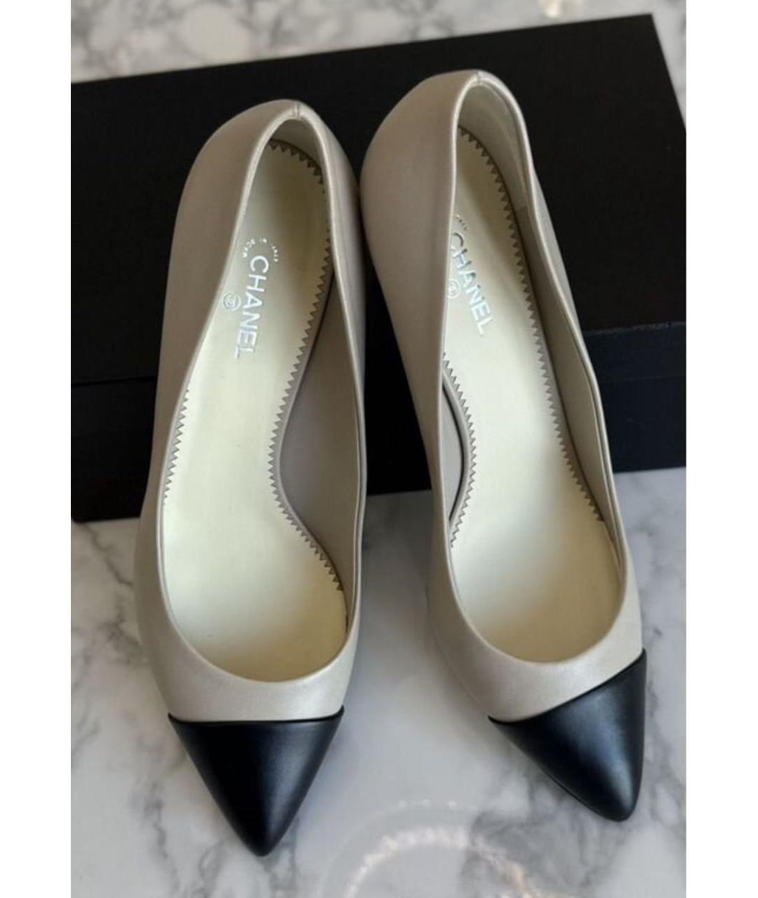 CHANEL Серые кожаные туфли, фото 6
