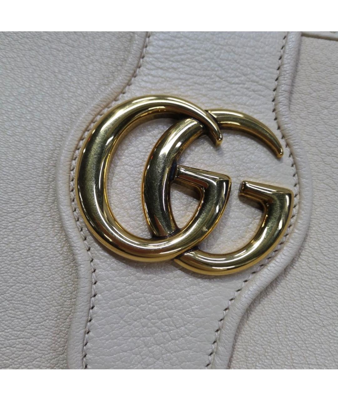 GUCCI Бежевая кожаная сумка с короткими ручками, фото 8