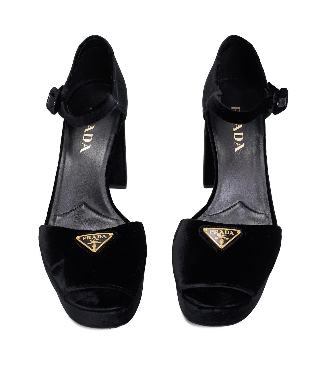 PRADA Черные бархатные босоножки, фото 4