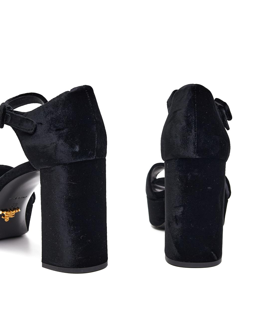 PRADA Черные бархатные босоножки, фото 3