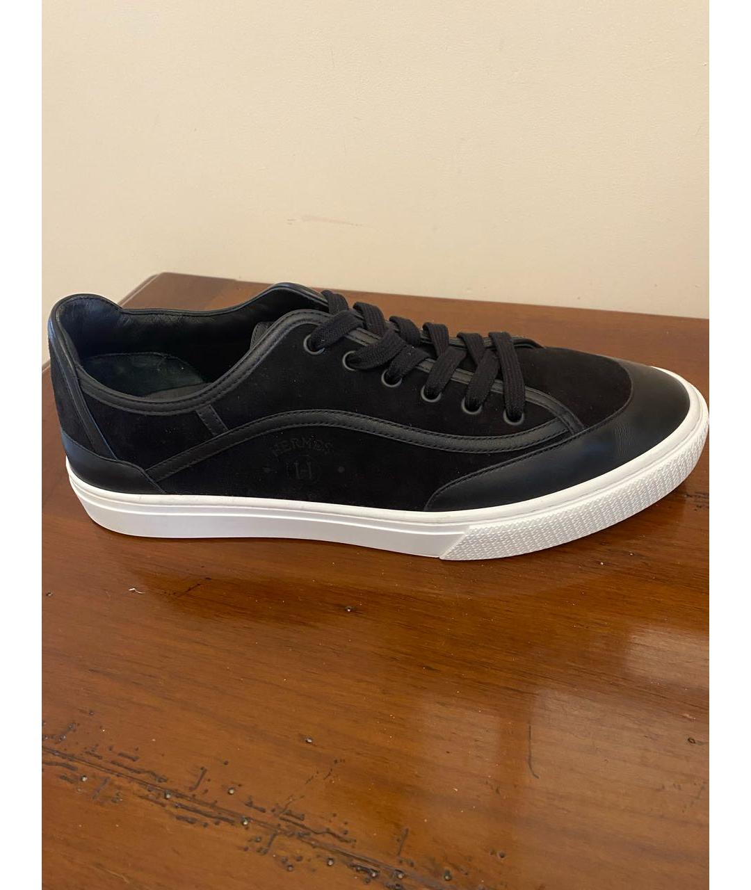 HERMES Черные кожаные низкие кроссовки / кеды, фото 9