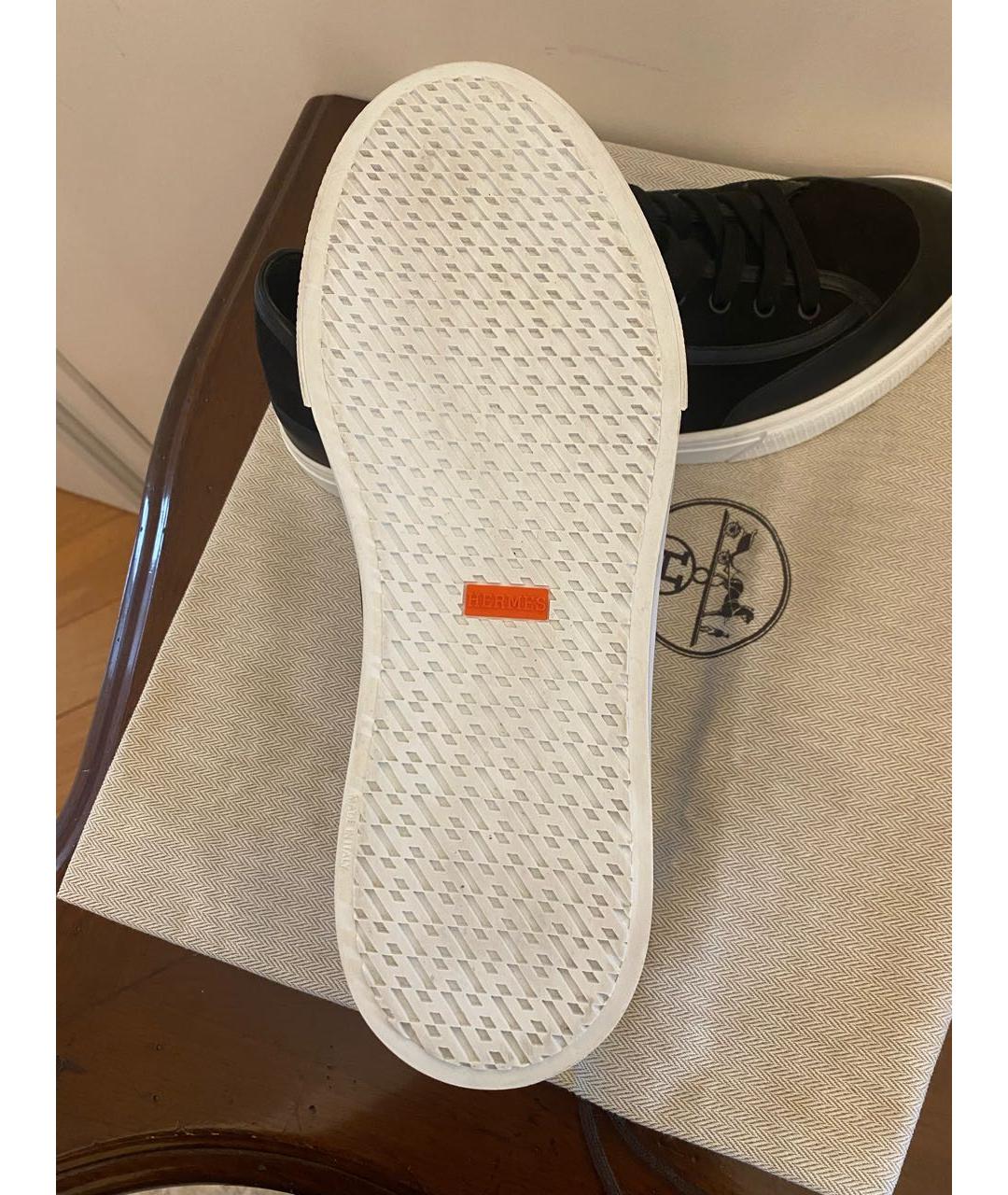 HERMES Черные кожаные низкие кроссовки / кеды, фото 6