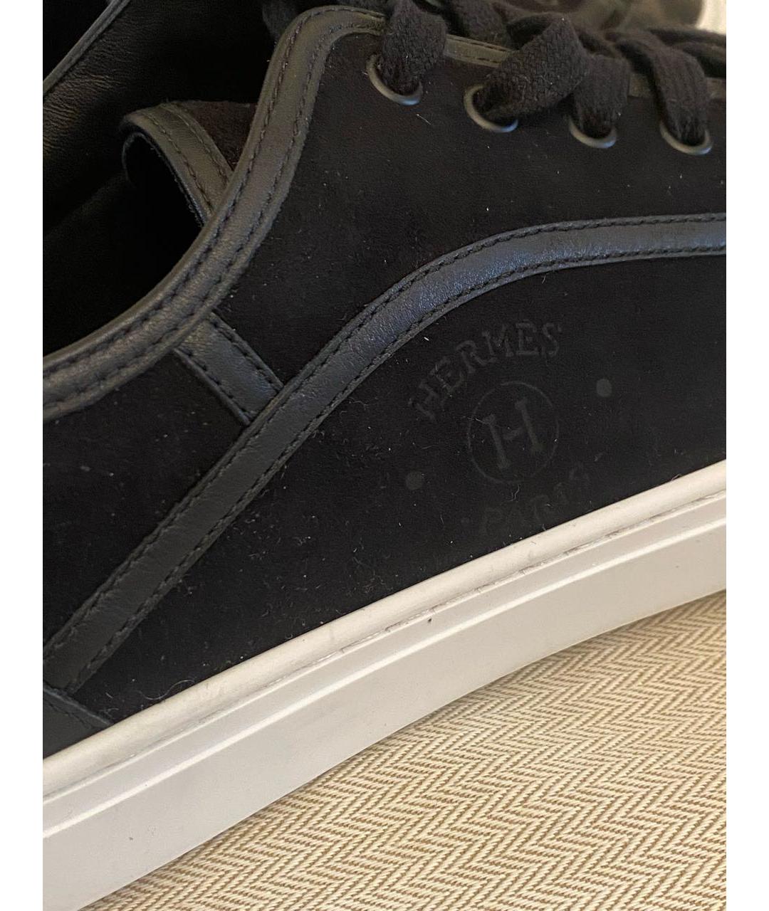 HERMES Черные кожаные низкие кроссовки / кеды, фото 5