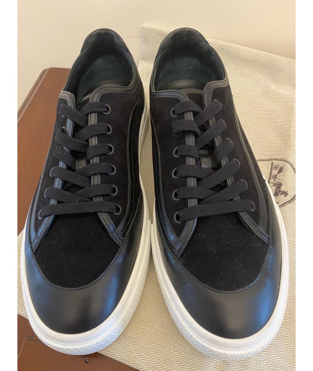 HERMES Черные кожаные низкие кроссовки / кеды, фото 2