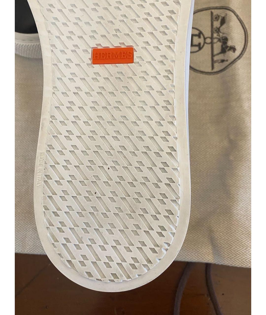 HERMES Черные кожаные низкие кроссовки / кеды, фото 8