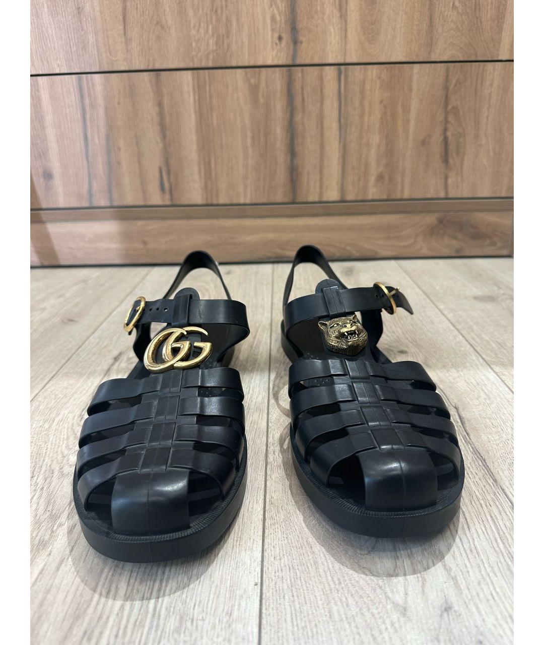 GUCCI Черные резиновые сандалии, фото 2