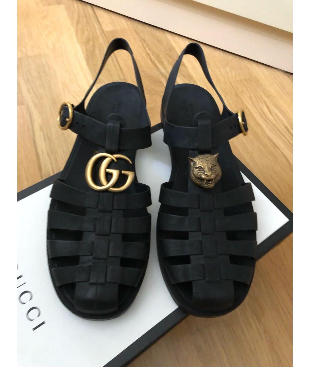 GUCCI Черные резиновые сандалии, фото 8