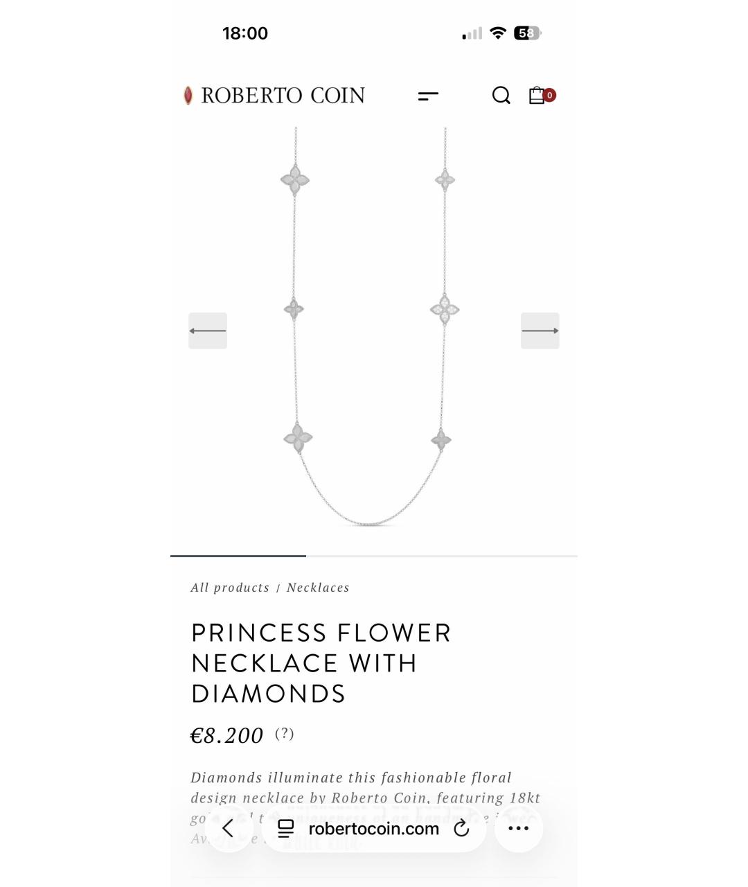 ROBERTO COIN Белое колье из белого золота, фото 2