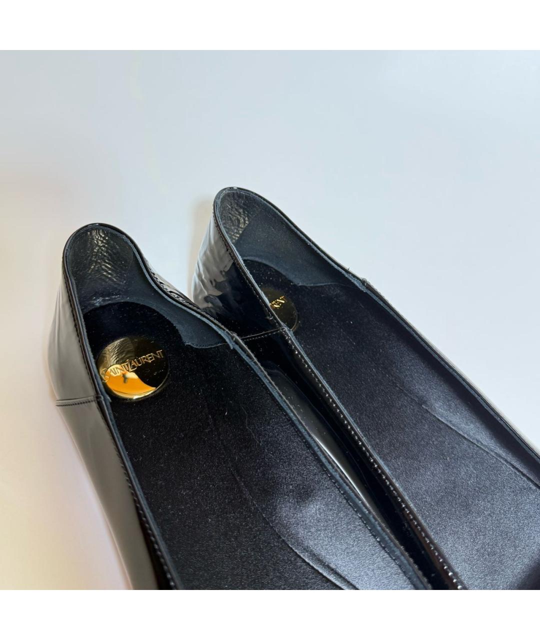 SAINT LAURENT Черные балетки из лакированной кожи, фото 4