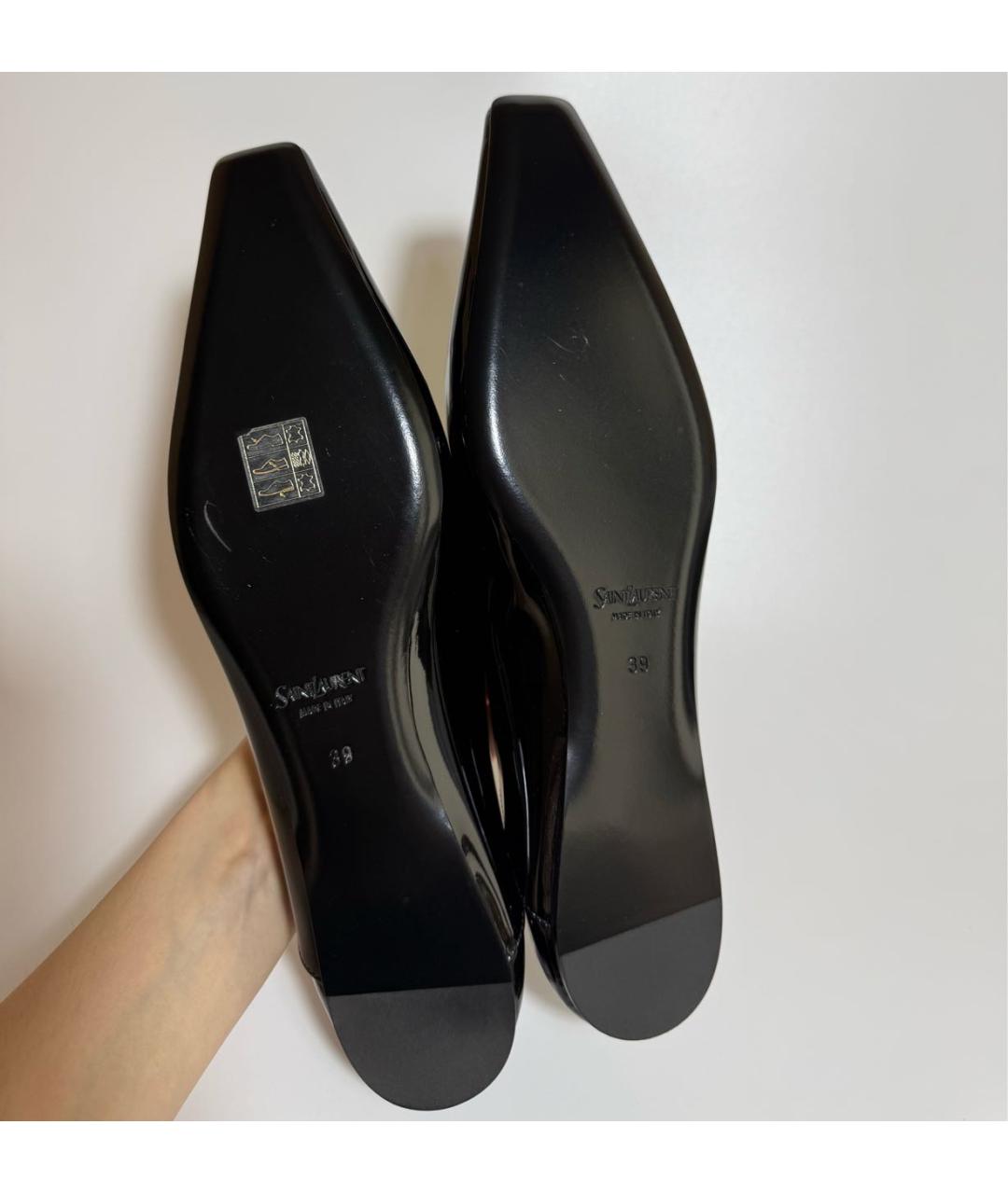 SAINT LAURENT Черные балетки из лакированной кожи, фото 5