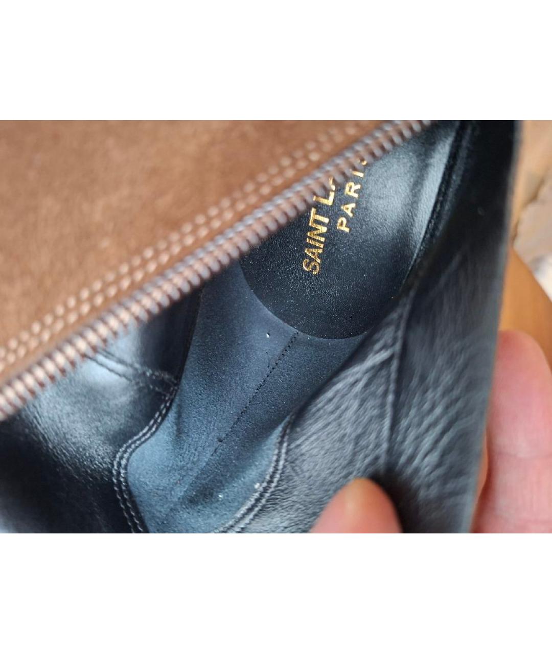 SAINT LAURENT Коричневые замшевые сапоги, фото 6