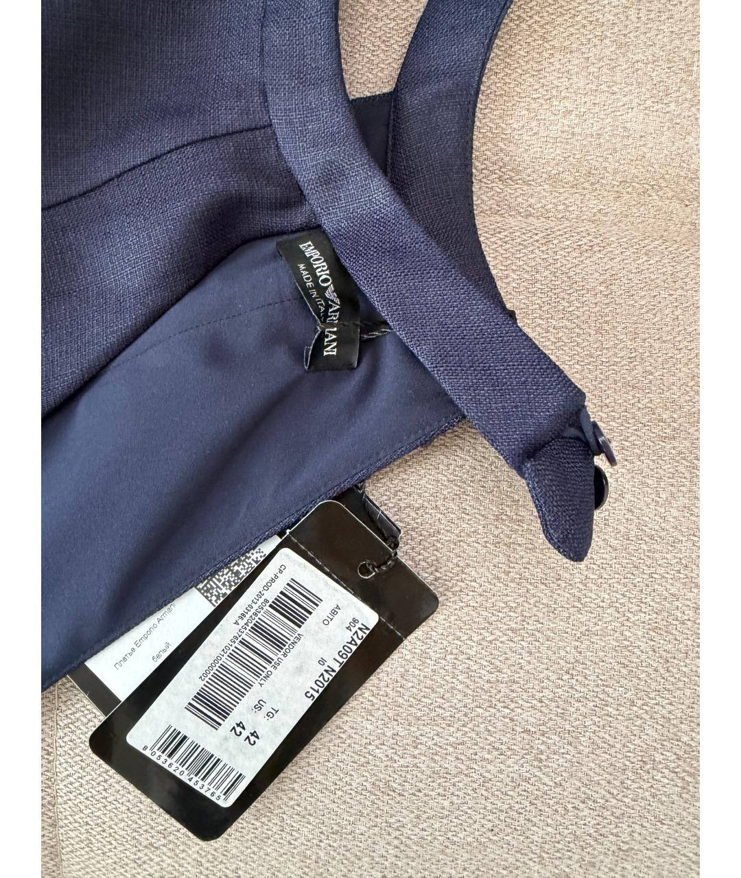 EMPORIO ARMANI Темно-синее ацетатное коктейльное платье, фото 2