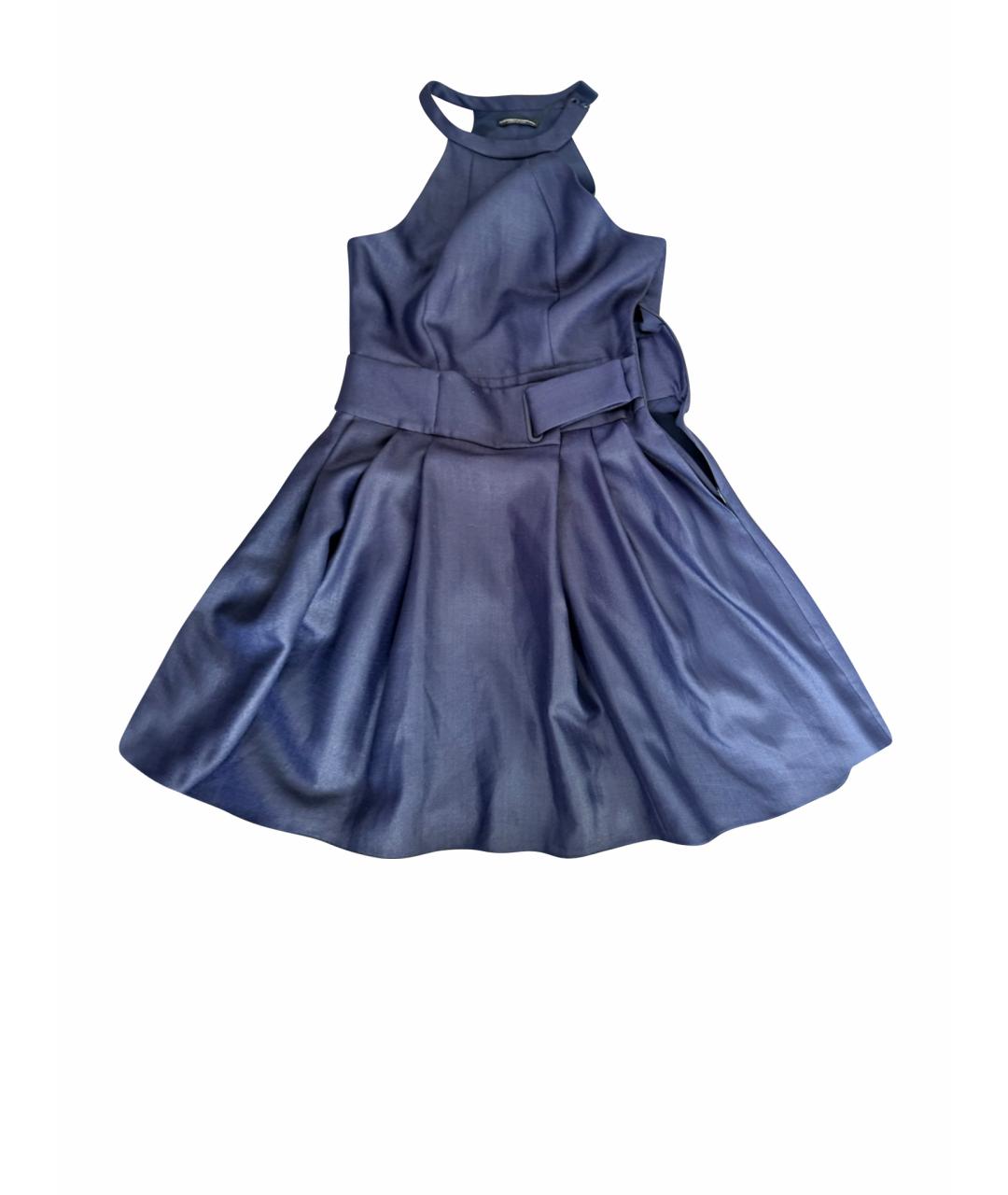 EMPORIO ARMANI Темно-синее ацетатное коктейльное платье, фото 1