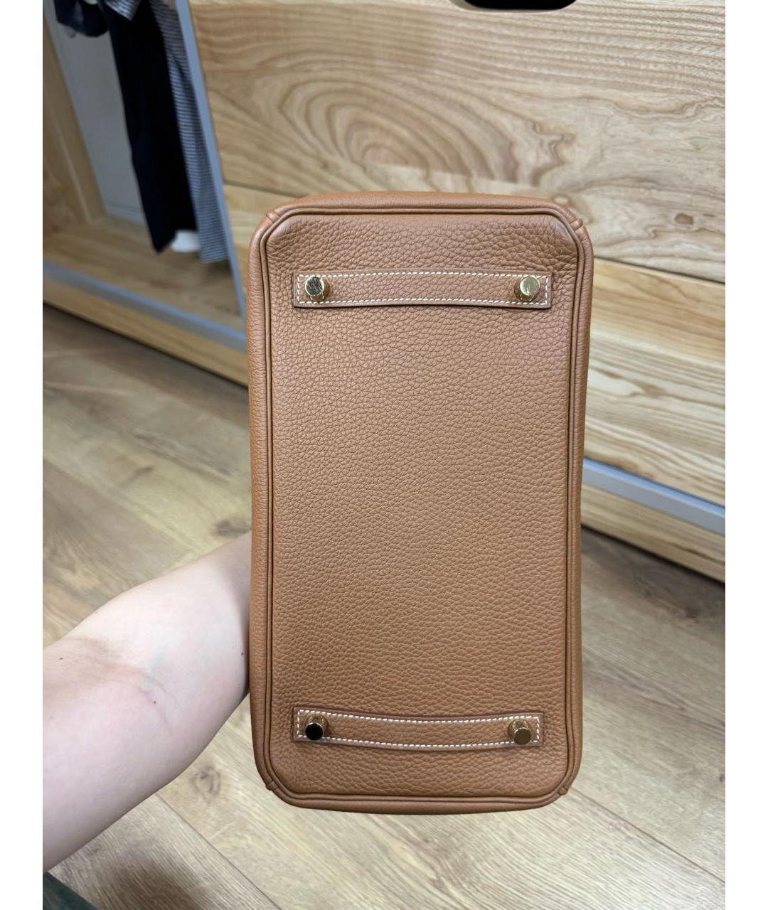 HERMES Коричневая кожаная сумка с короткими ручками, фото 4