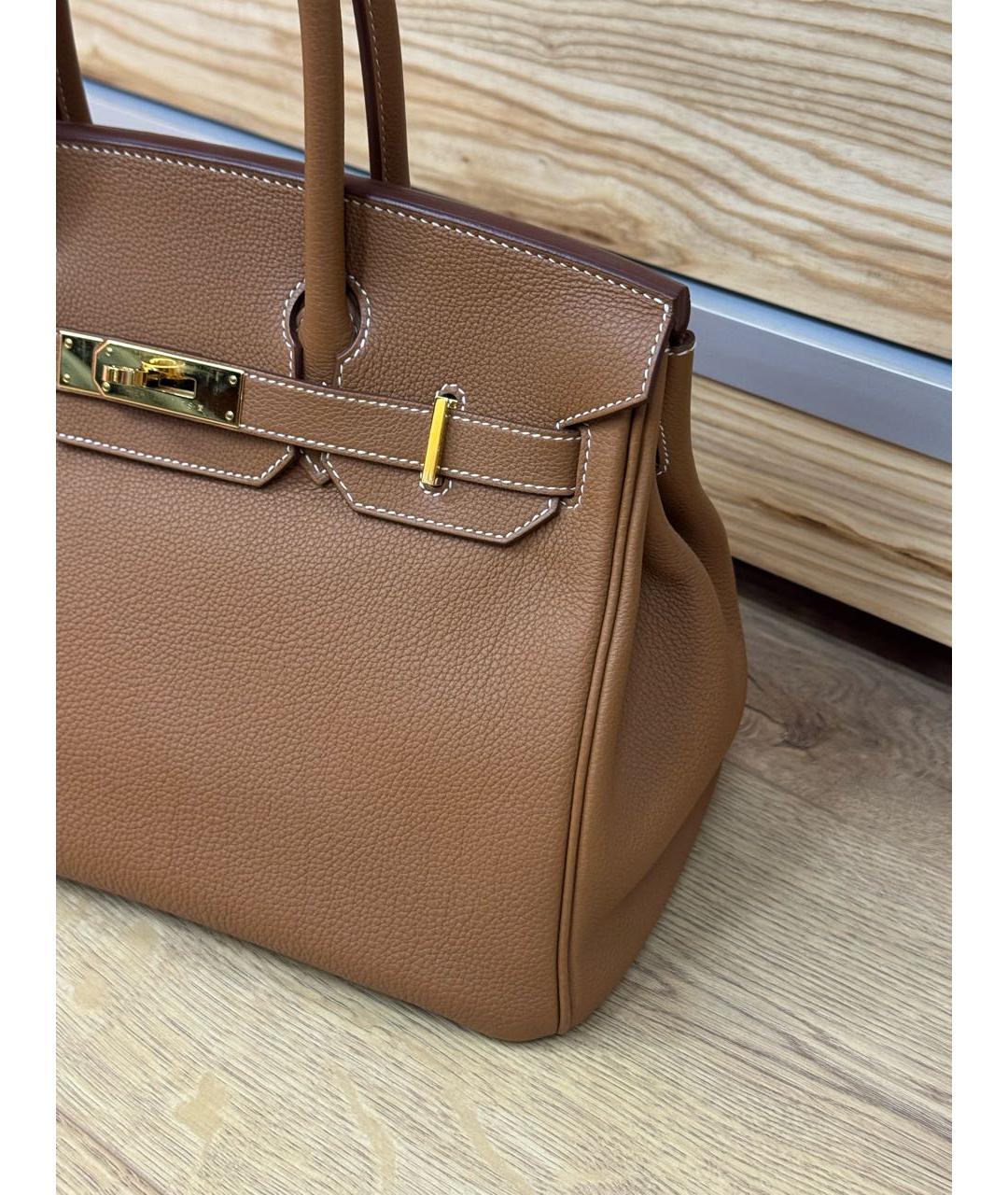 HERMES Коричневая кожаная сумка с короткими ручками, фото 7