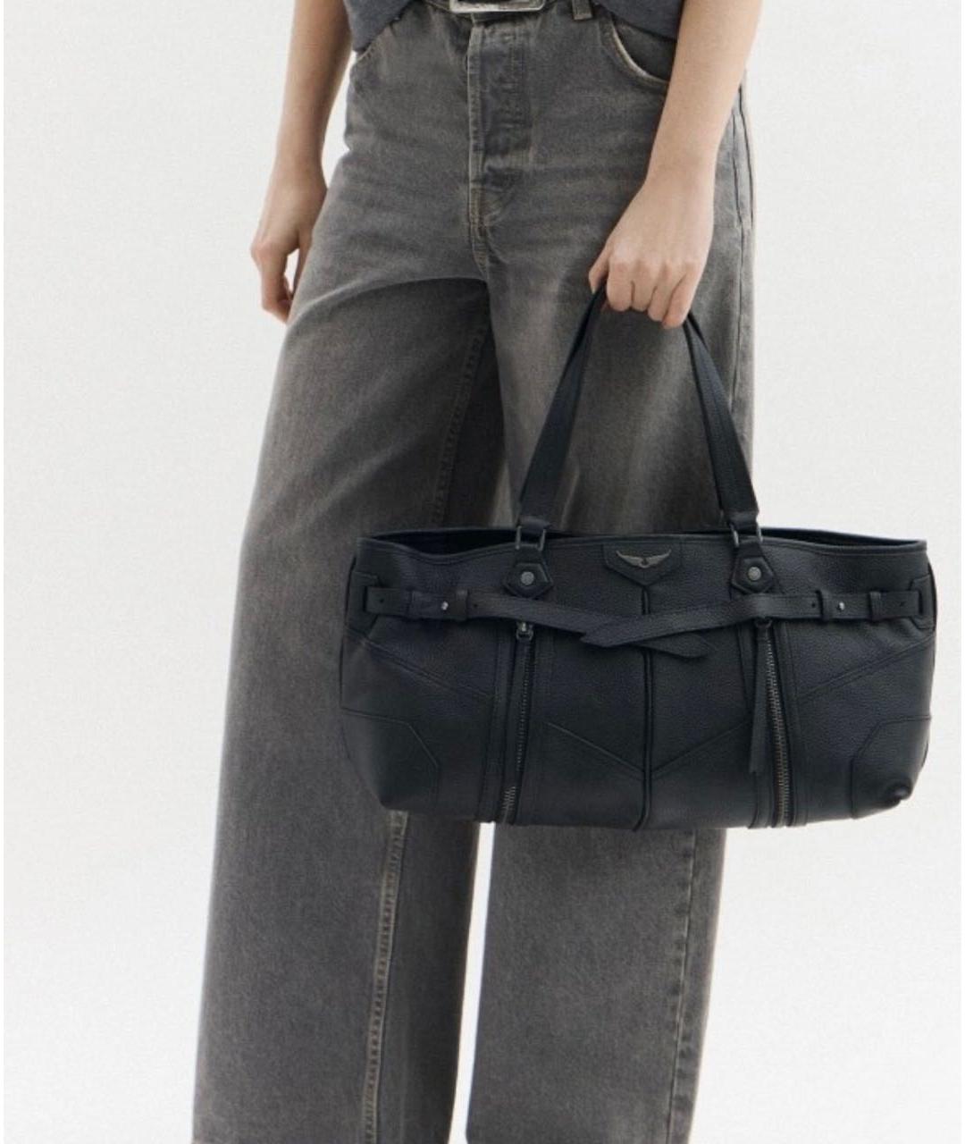ZADIG & VOLTAIRE Черная кожаная сумка тоут, фото 3