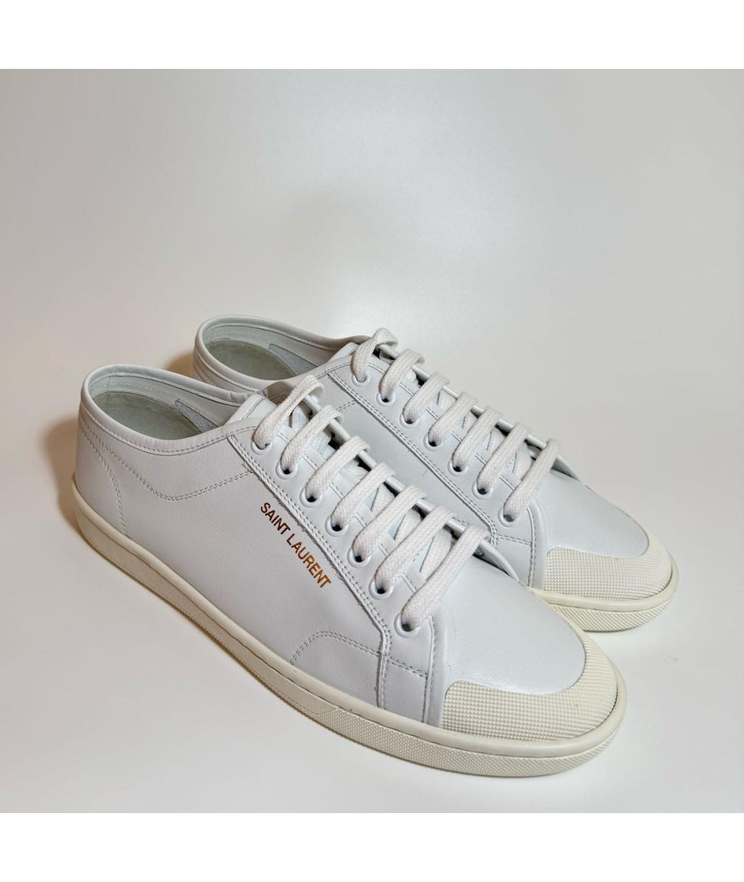 SAINT LAURENT Белые кожаные кеды, фото 2