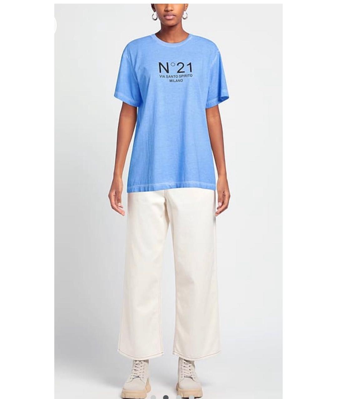NO. 21 Голубая хлопковая футболка, фото 2
