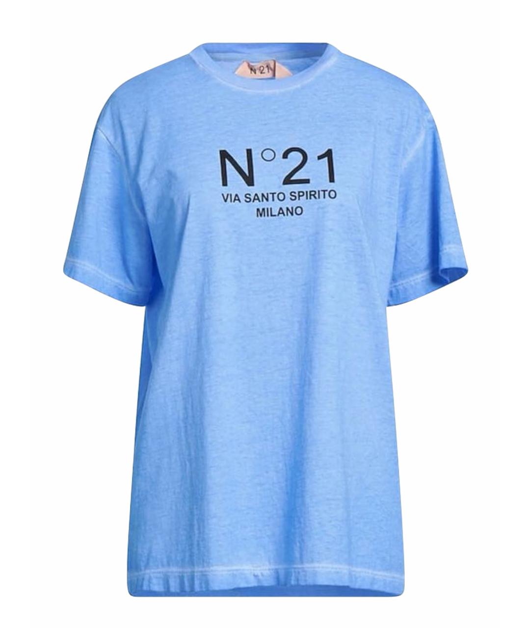 NO. 21 Голубая хлопковая футболка, фото 3