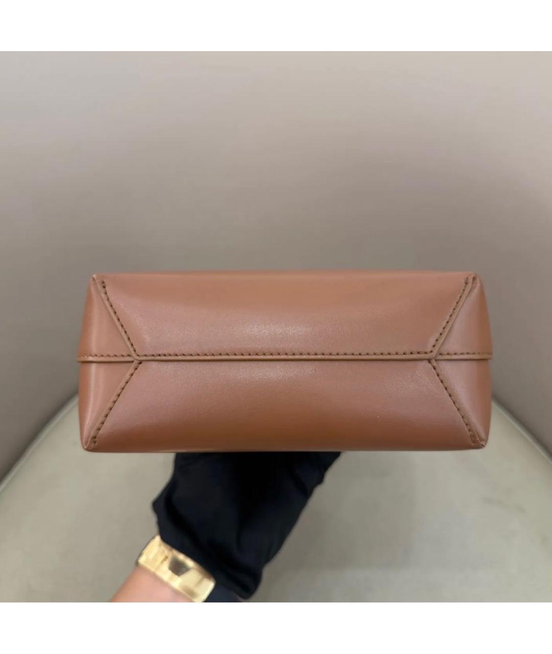 SAINT LAURENT Коричневая кожаная сумка через плечо, фото 6