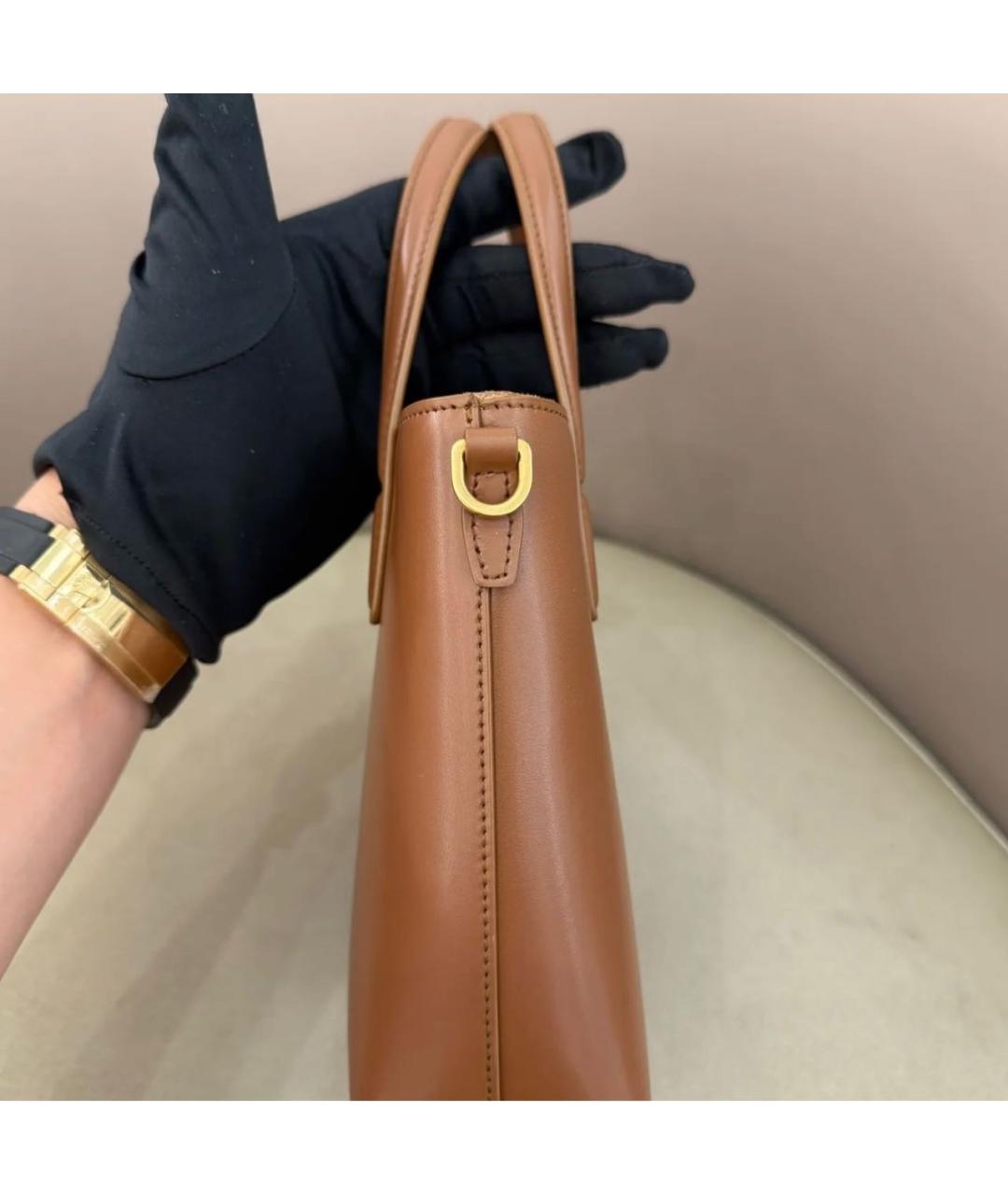 SAINT LAURENT Коричневая кожаная сумка через плечо, фото 3