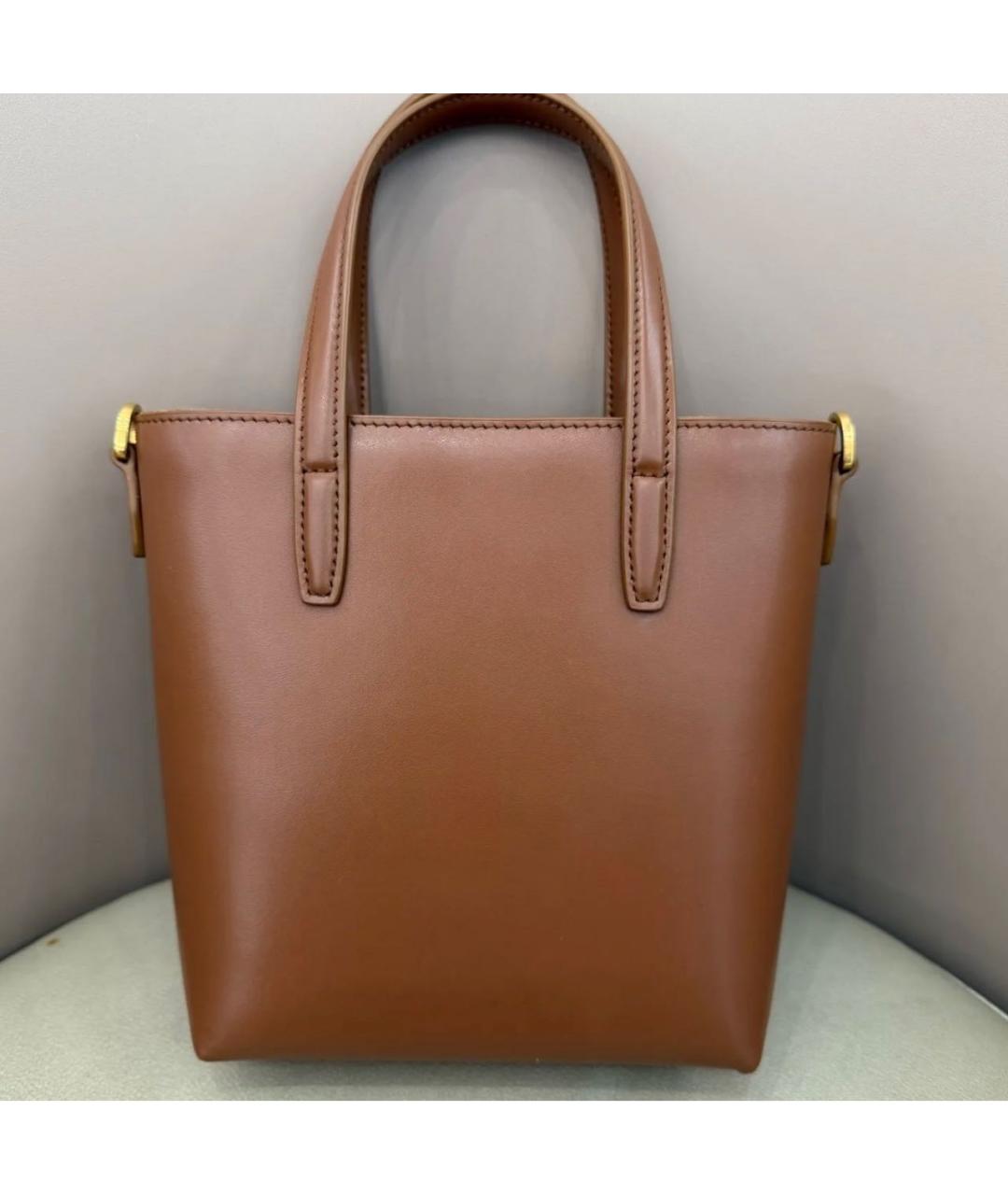 SAINT LAURENT Коричневая кожаная сумка через плечо, фото 2