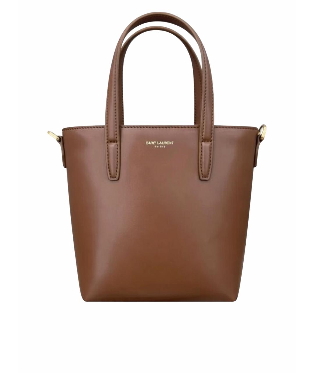 SAINT LAURENT Коричневая кожаная сумка через плечо, фото 1