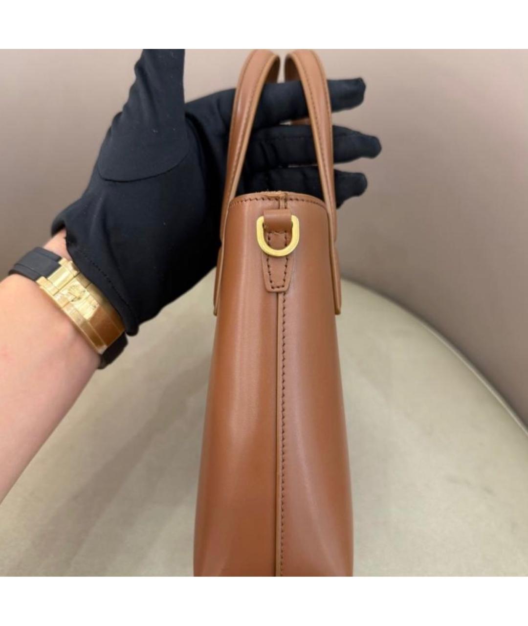 SAINT LAURENT Коричневая кожаная сумка через плечо, фото 4