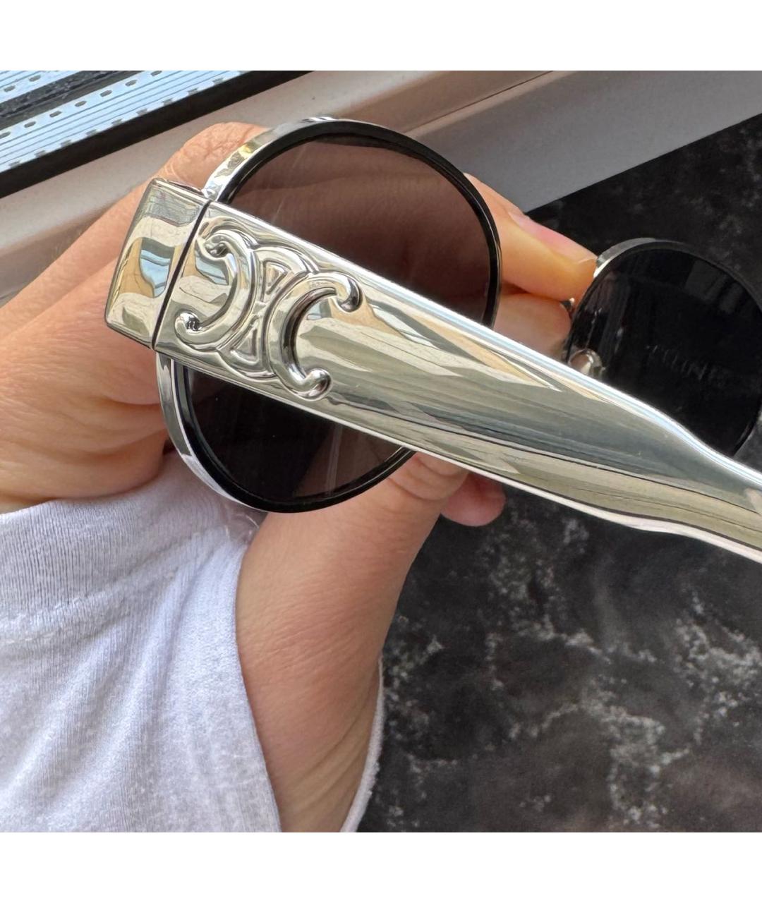 CELINE Серебряные металлические солнцезащитные очки, фото 3