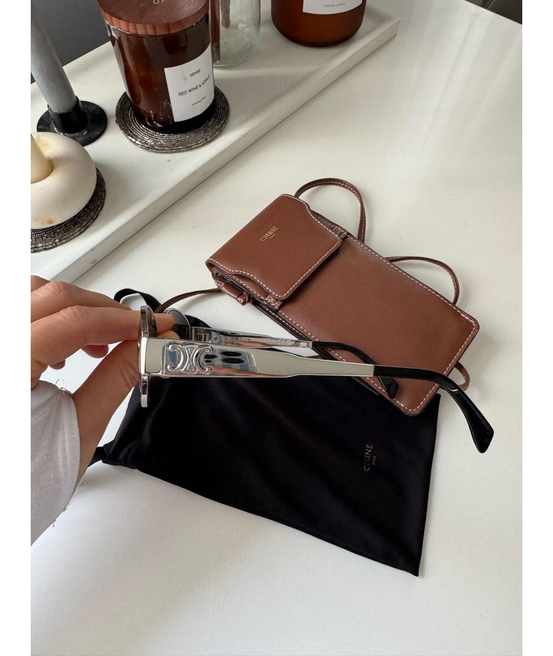 CELINE Серебряные металлические солнцезащитные очки, фото 2