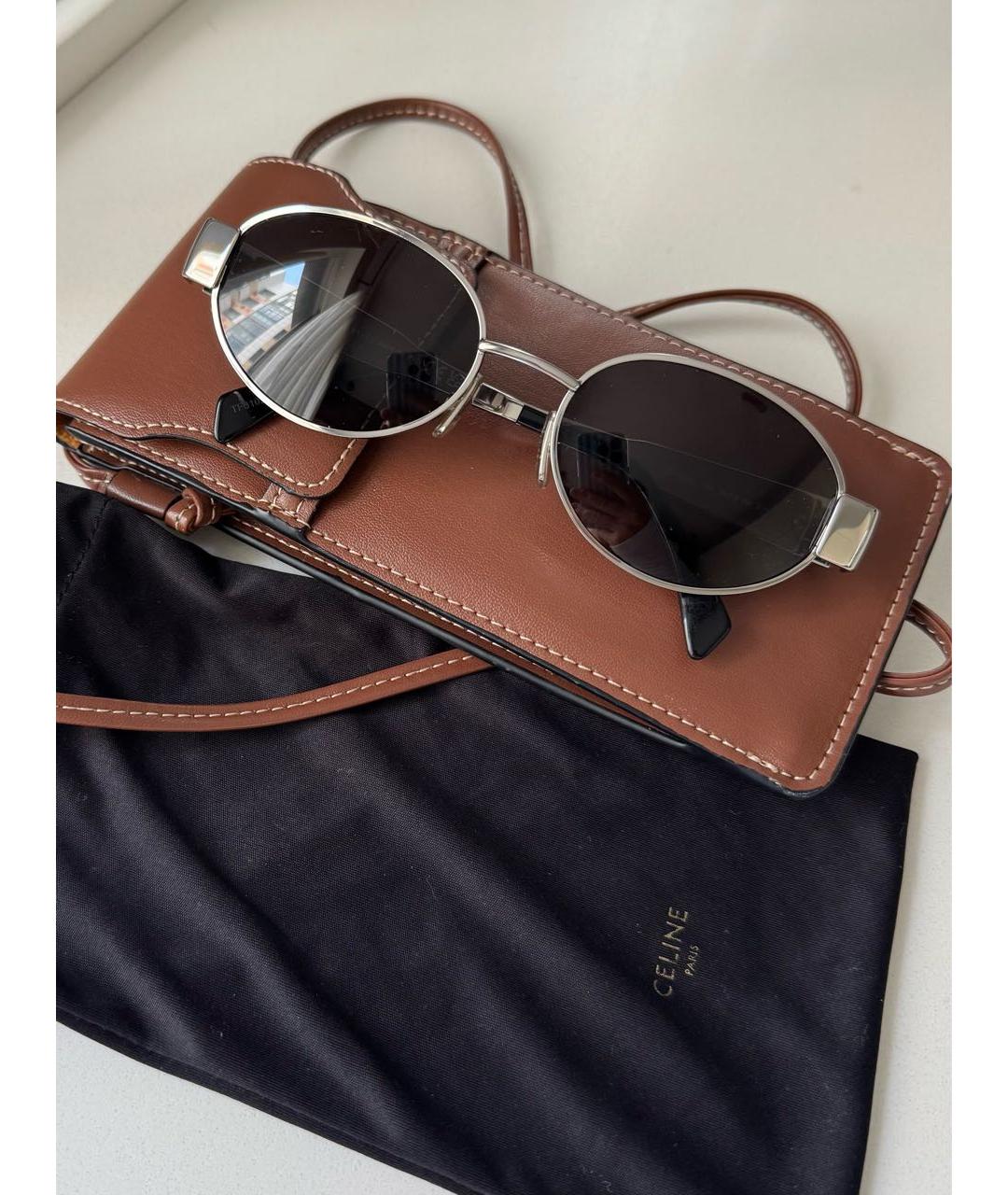 CELINE Серебряные металлические солнцезащитные очки, фото 9