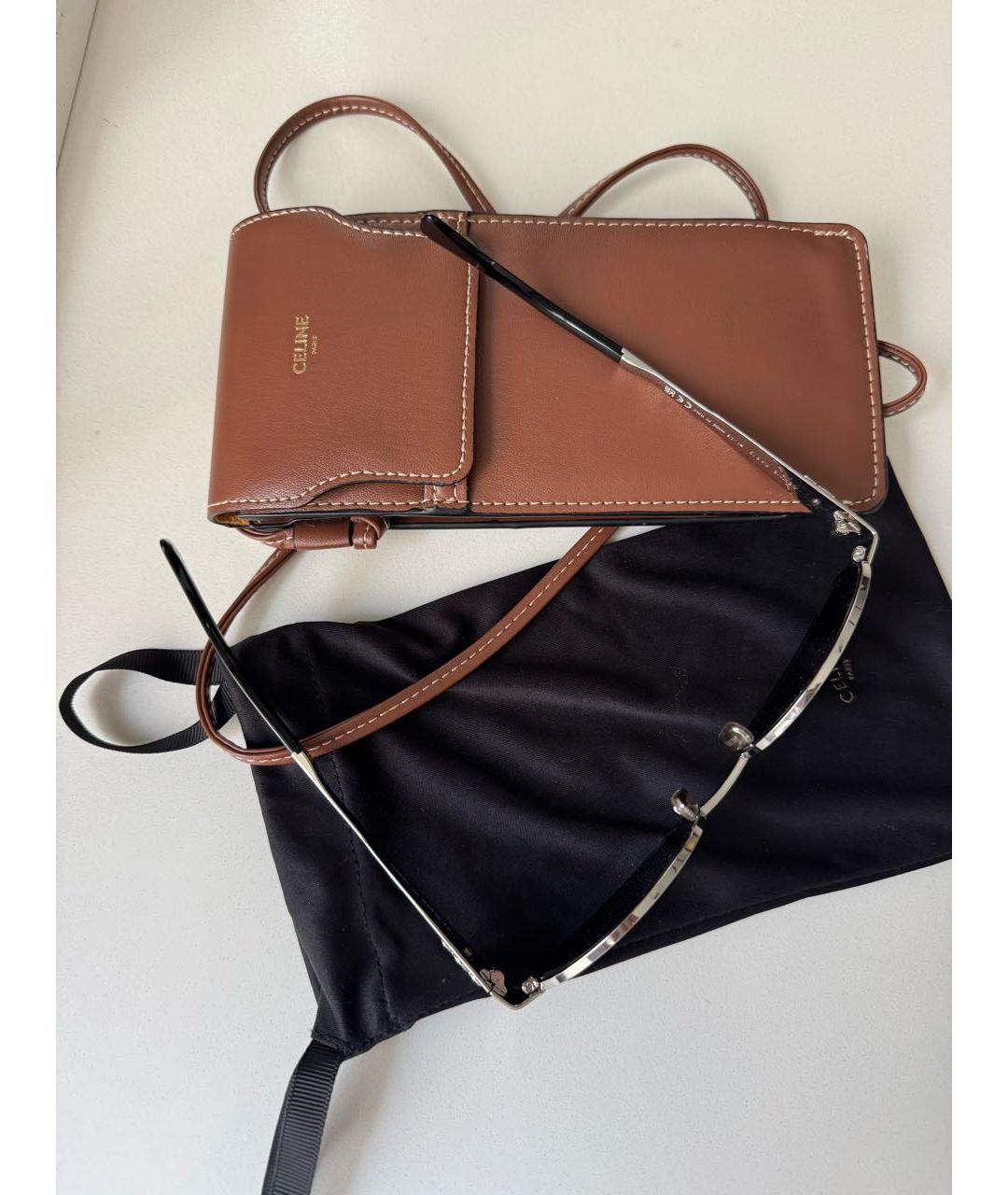 CELINE Серебряные металлические солнцезащитные очки, фото 5