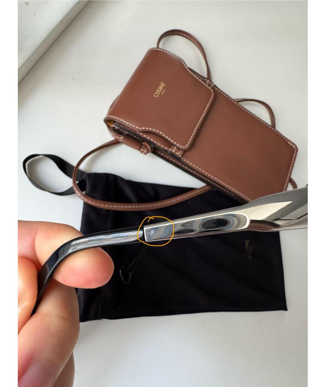 CELINE Серебряные металлические солнцезащитные очки, фото 6