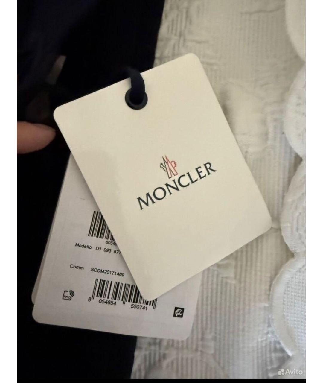 MONCLER Темно-синие хлопковые прямые брюки, фото 7