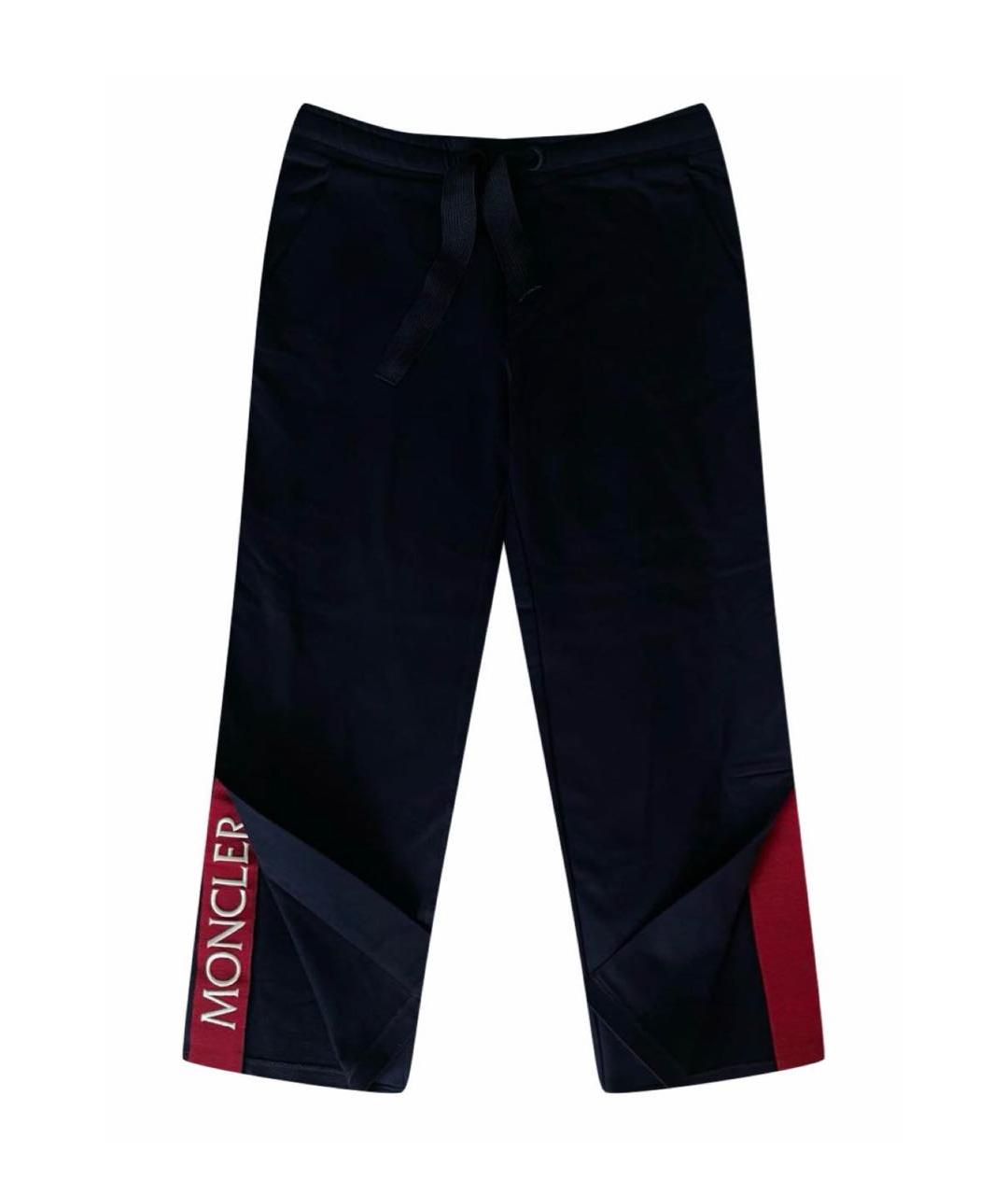 MONCLER Темно-синие хлопковые прямые брюки, фото 2