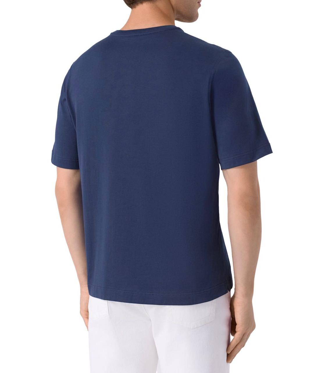 ZILLI Темно-синяя хлопковая футболка, фото 3