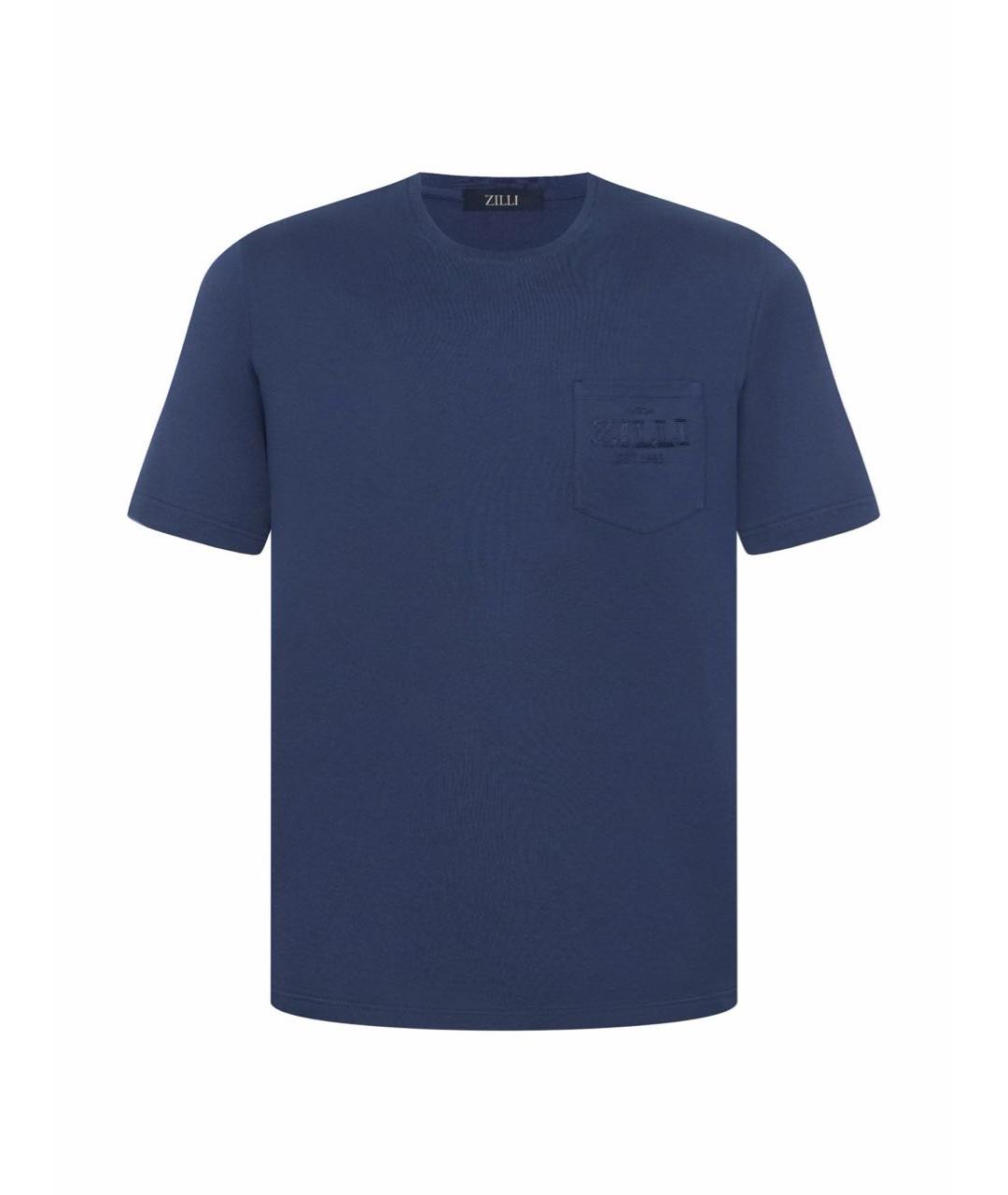 ZILLI Темно-синяя хлопковая футболка, фото 5