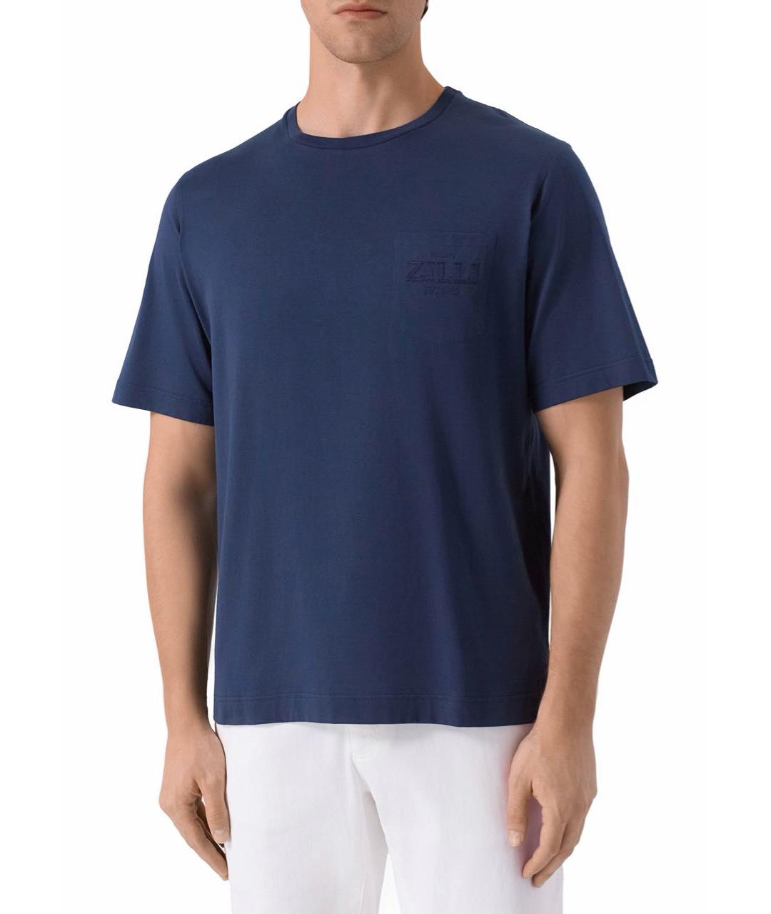 ZILLI Темно-синяя хлопковая футболка, фото 2