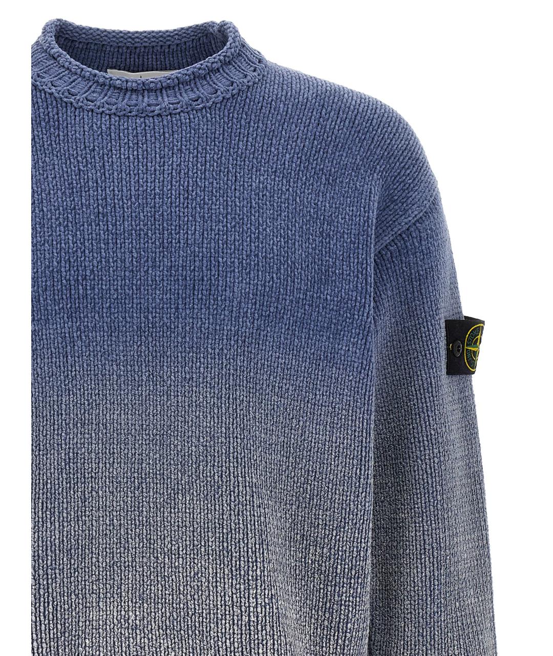 STONE ISLAND Голубой хлопковый джемпер / свитер, фото 3