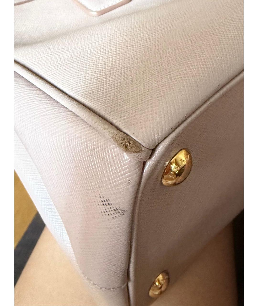 PRADA Бежевая кожаная сумка с короткими ручками, фото 8